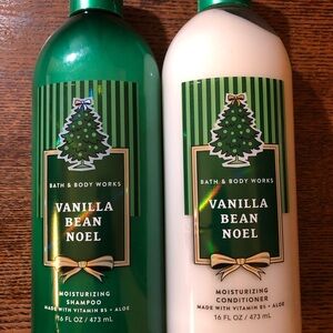 Bath & Body Works Vanilla Bean Noel Shampoo & Conditioner - Green and Cream